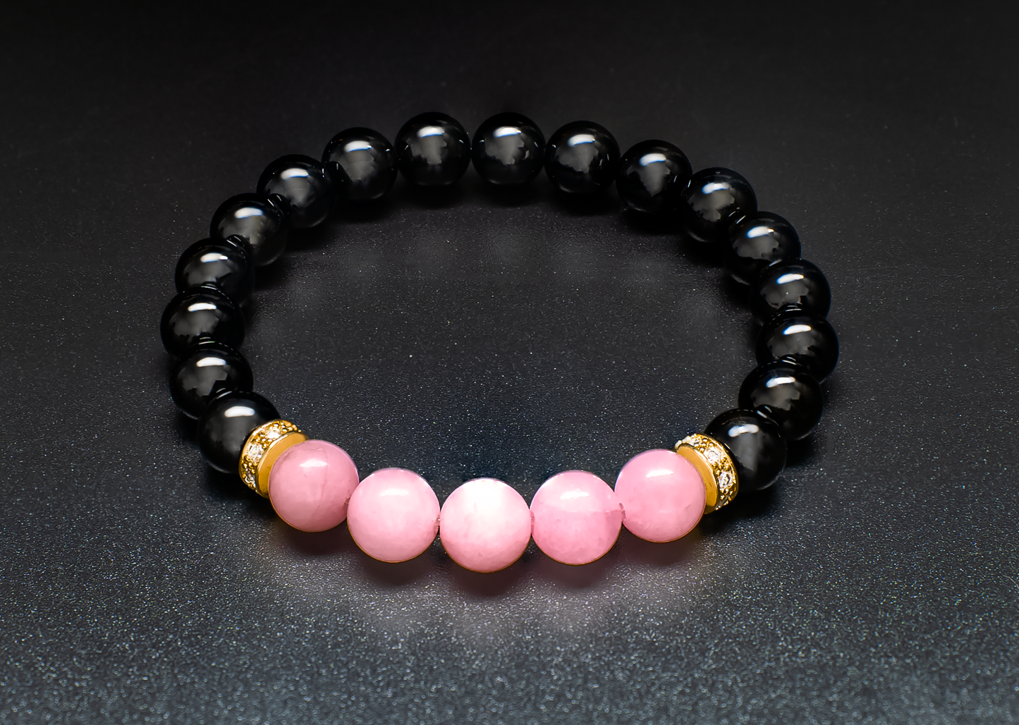 THE ORION VI | ROSE QUARTZ WITH BLACK AGATE