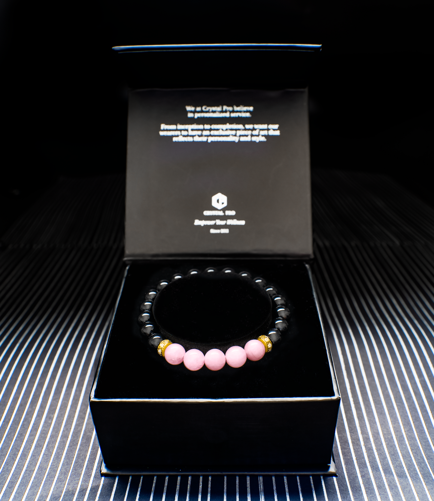 THE ORION VI | ROSE QUARTZ WITH BLACK AGATE
