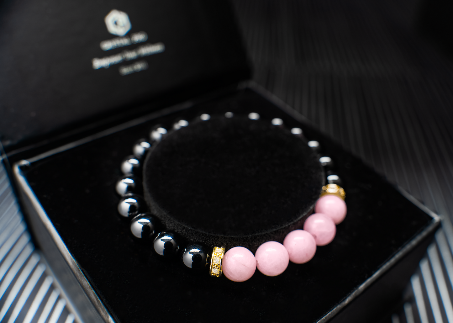 THE ORION VI | ROSE QUARTZ WITH BLACK AGATE