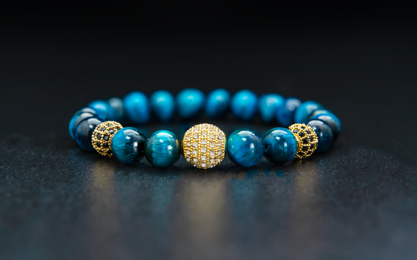 THE VERDIC I | ROYAL BLUE TIGER EYE WITH CHARMS