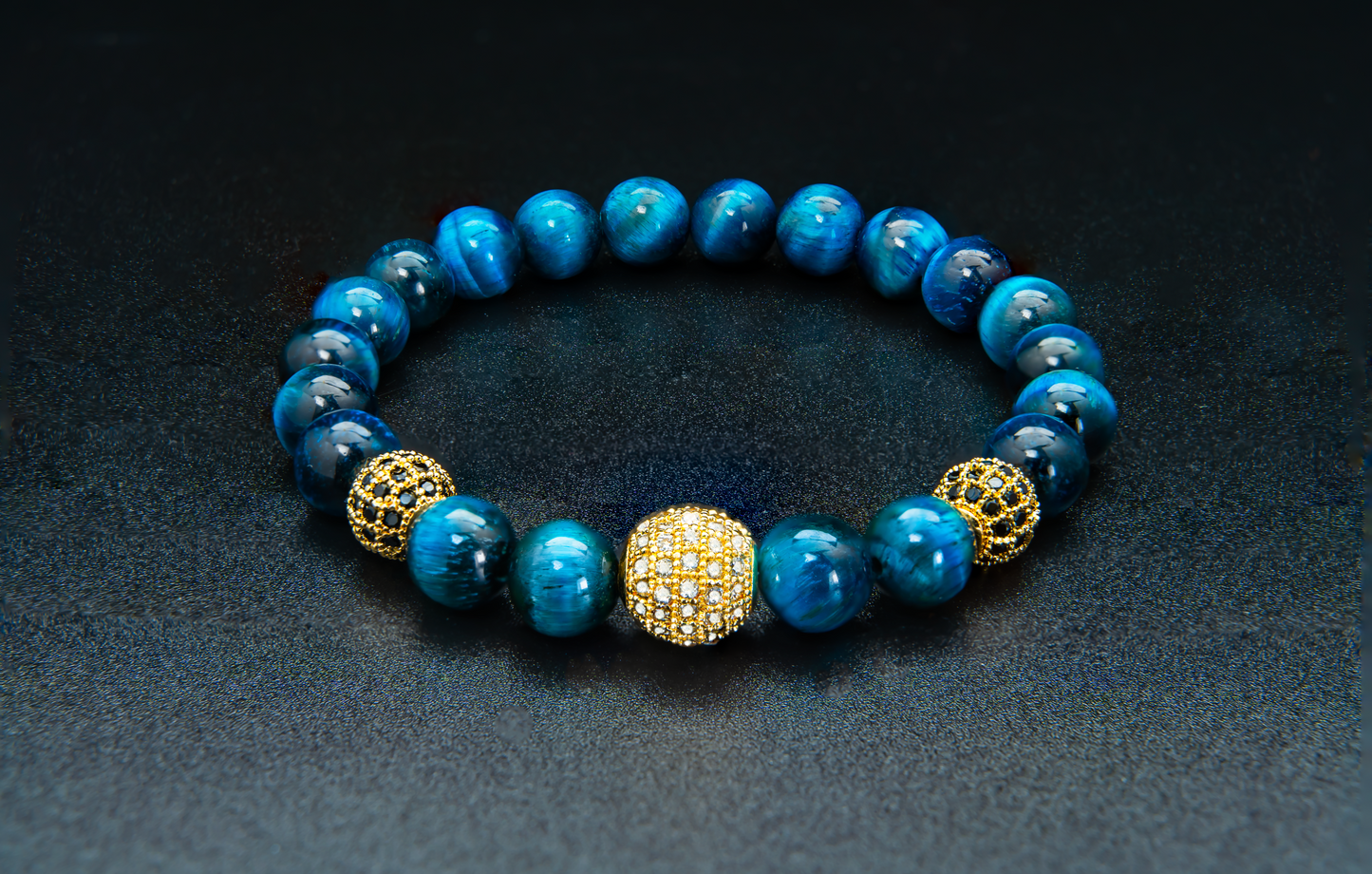 THE VERDIC I | ROYAL BLUE TIGER EYE WITH CHARMS