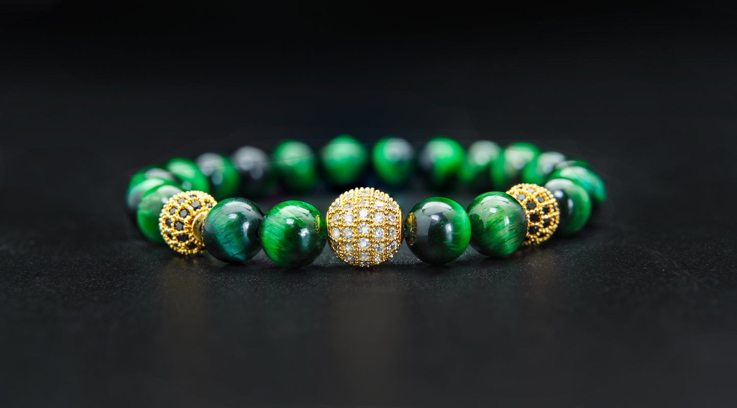 THE VERDIC III | GREEN TIGER EYE WITH CHARMS