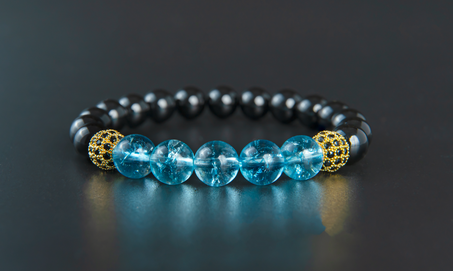 THE LUXE | BLUE TOPAZ WITH BLACK AGATE