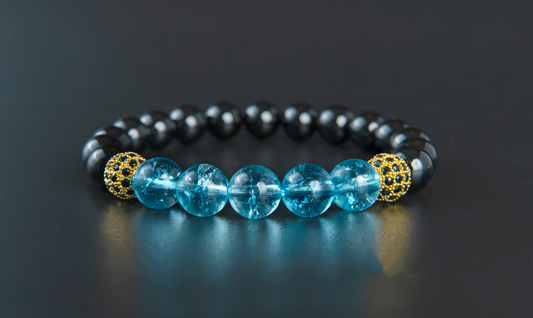 THE LUXE | BLUE TOPAZ WITH BLACK AGATE