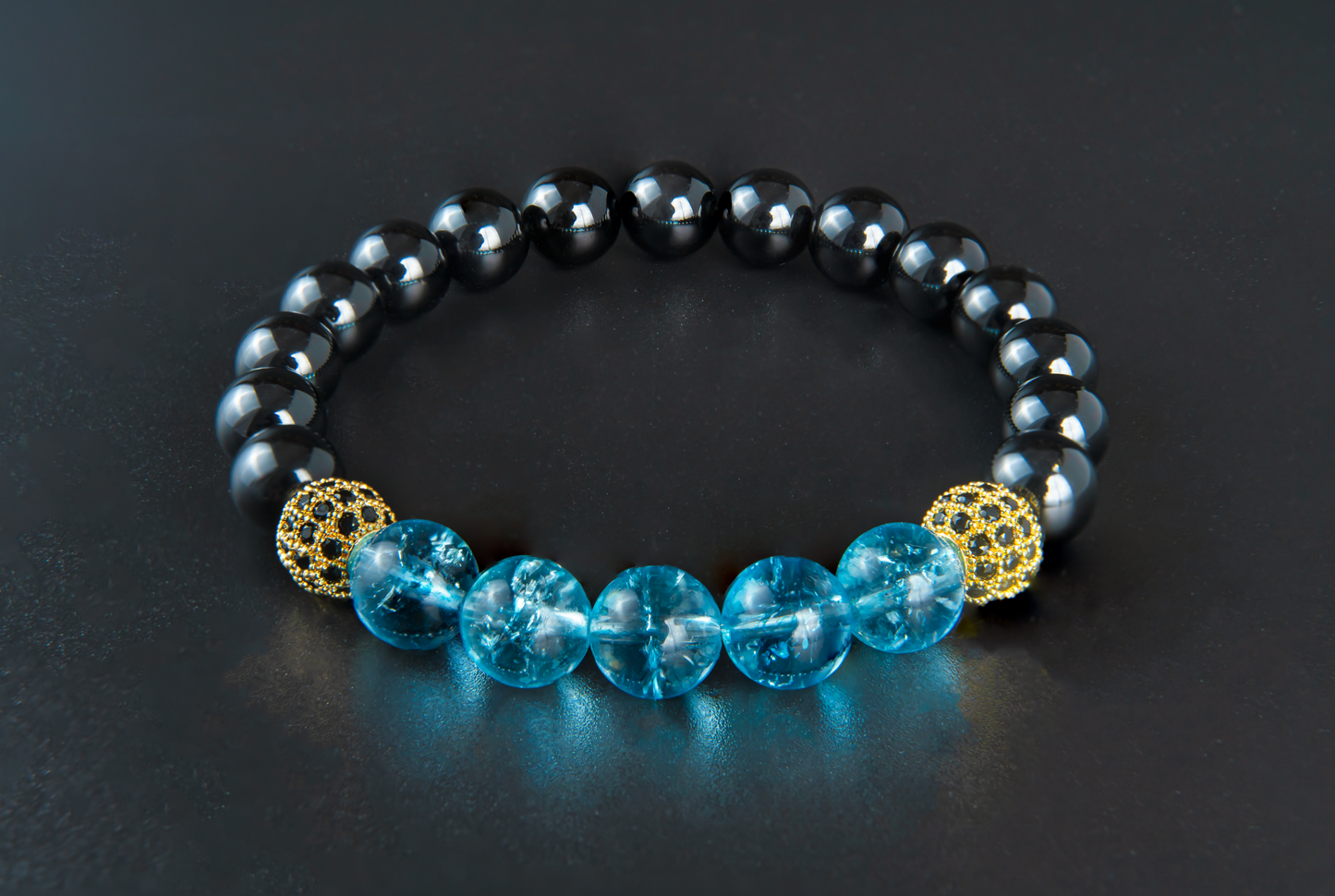 THE LUXE | BLUE TOPAZ WITH BLACK AGATE