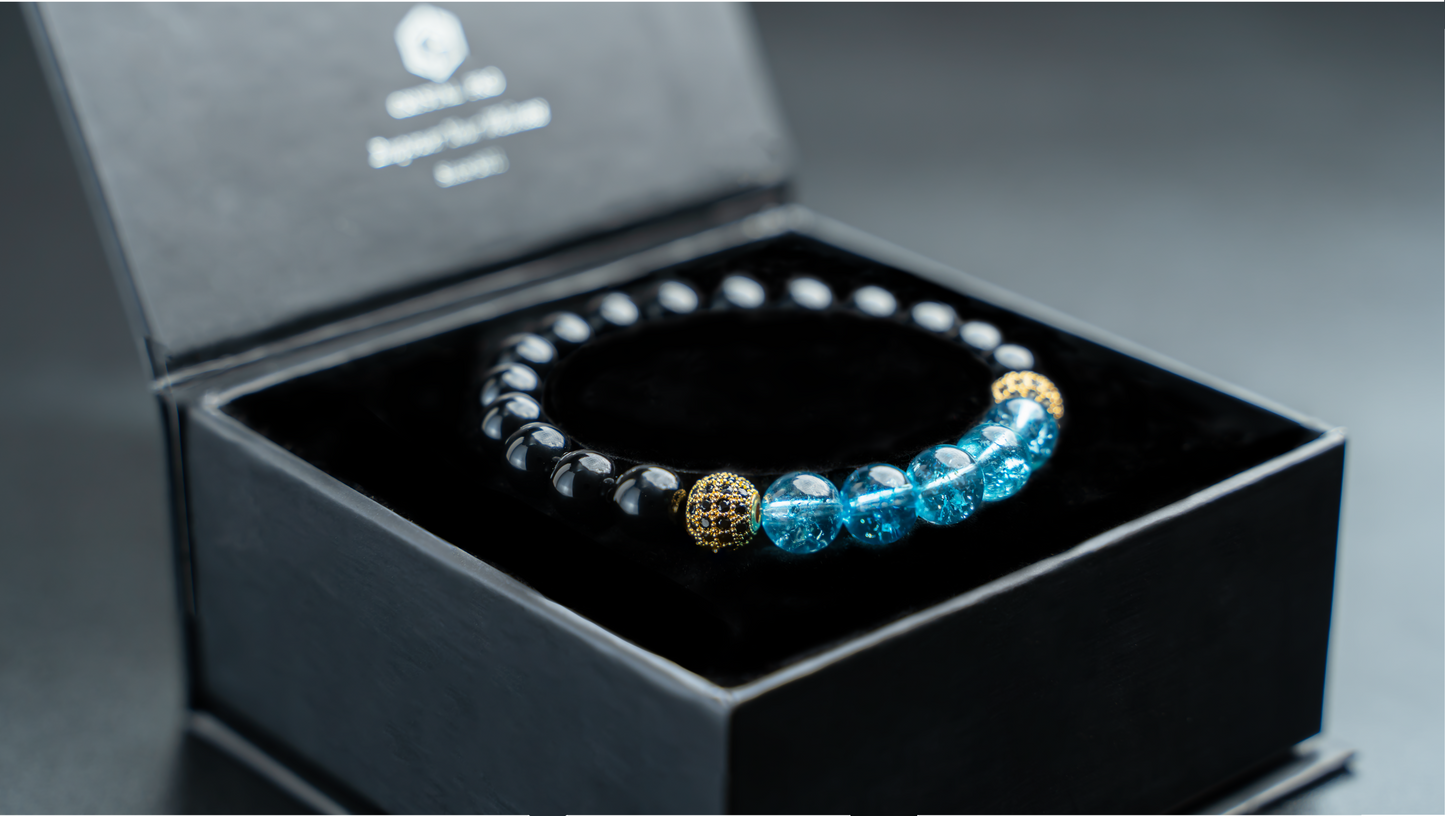 THE LUXE | BLUE TOPAZ WITH BLACK AGATE